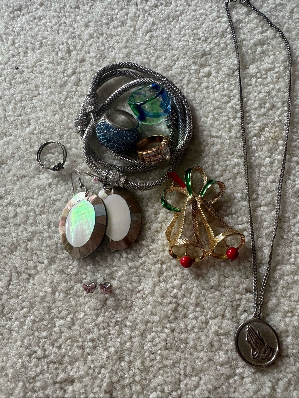 Lot of Assorted Jewelry including Earrings, Necklace, Bracelets and 4 Rings
